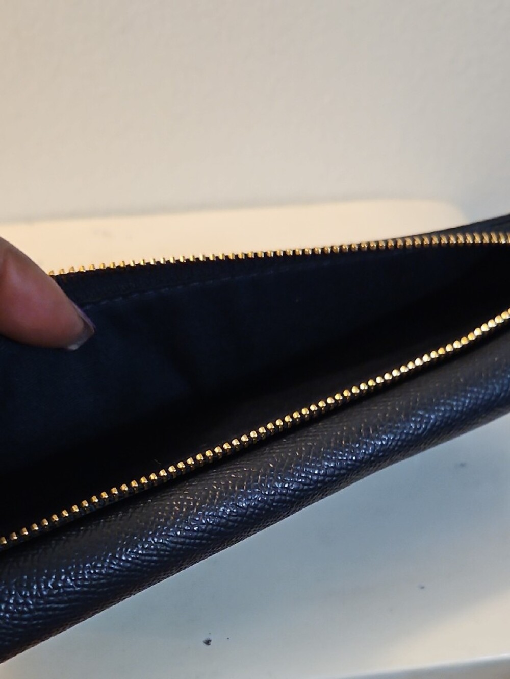 Coach Blue Saffiano Leather Wristlet Clutch with Gold Logo - Picture 3 of 10
